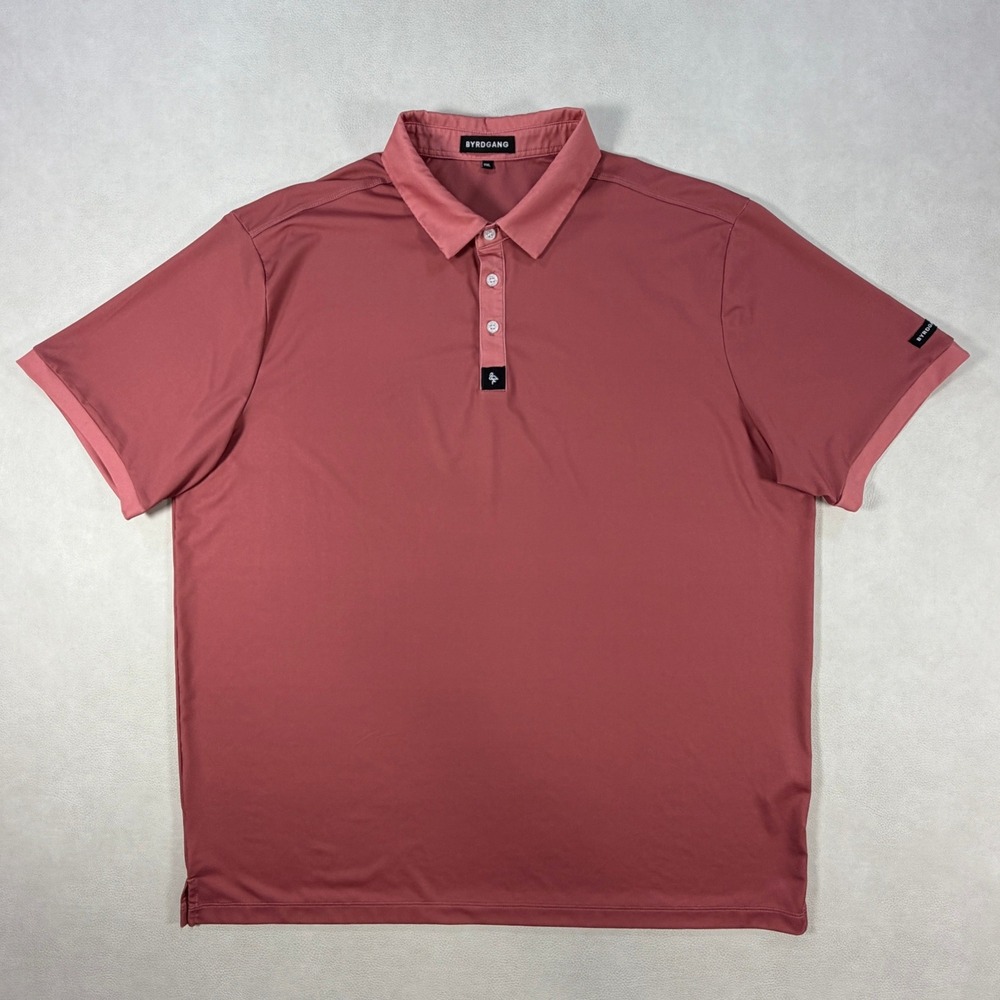 Byrdgang Mens XXL Salmon Pink Short Sleeve Performance Golf Polo Shirt Stretch